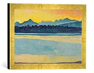 Kunst für Alle 'Encadré Image de Ferdinand Hodler La Baie de Genève avec Le Mont-Blanc Avant Lever du Soleil, d'art dans Le Cadre de Haute qualité Photos Fait Main, 40 x 30 cm, Doré Raya