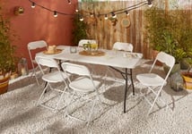 Table de jardin pliante en acier coloris blanc L.180 x l.76 x H.74 cm