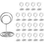 Bordskorthållare 20-pack - 2 tum Mini Bordskorthållare Kort Bordskorthållare för Bröllopsdekorationer Kontorsmemo (Silver)