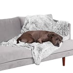 Furhaven Large Waterproof Calming Plush Long Faux Fur & Velvet Dog Blanket, Washable - Mist Gray, Large