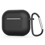 Coque de Protection en Silicone pour Apple AirPod 3ème génération 2021 - Accessoire de Protection en Silicone avec Porte-clés - LED Avant Visible - Noir