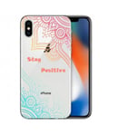 Coque Iphone XS MAX Mandala positive aztec rose bleu transparente