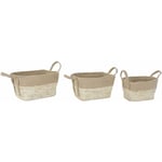 Dkd Home Decor - Lot de paniers Crème Naturel Jute Fibre naturelle 40 x 28 x 23 cm (3 Pièces)