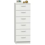 Commode 6 tiroirs Teb chambre double moderne couleur blanche 110x40x40 cm (White)