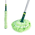 Pine-Sol Microfiber Self Wringing – Easy Squeeze Twist Design for Wet Mopping | Household Cleaning Tool for Tile, Linoleum, Laminate Floors | Extendable Metal Handle, Stainless Steel, Green