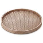 Hanobe Plateau Bois Decoratif Rond: Plats et Plateaux de Service Rustique Boho Petit Brun Deco Bougie Plateau Cafe Table Vintage Plate pour Repas Canapé Cuisine, 30cm