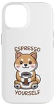 Coque pour iPhone 14 Espresso Yourself, drôle de chien Shiba et amateur de café