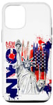 Coque pour iPhone 15 Pro T-shirt Cool New York City Statue Of Liberty With USA Flag