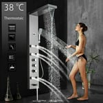 Thermostatic Shower Panel Column Tower Stainless Steel Taps Massage Body Jets