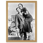 Artery8 Clyde Barrow Gang Bonnie Parker Outlaw Criminal Photo Artwork Framed Wall Art Print A4