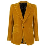 DOLCE & GABBANA Velvet Blazer Jacket SICILIA Peak Lapel and Pockets Yellow 09750