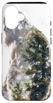 Coque pour iPhone 16 Bigfoot Figurine Sasquatch Yeti Nature Double exposition Art