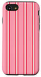 Coque pour iPhone SE (2020) / 7 / 8 Rose Blanc Rouge Rayé Girly Esthétique Preppy Stripe