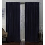 Exclusive Home Curtains Velvet Pinch Pleat Top Panel Pair, Navy Blue, 27x96, 2 Piece