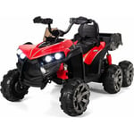 Goplus - Voiture Quad Electrique Enfants 3-8 Ans 12V avec 6 Roues 3-6 km/h, Lumières LED,Musique Charge 30KG,Rouge