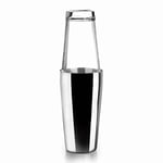 LACOR - 62285 - Shaker Boston en acier inoxydable Shaker pour Cocktails professionnel 2 verres, verre borosilicate, Capacité 800 ml + 500 ml, Fermeture hermétique, Ø 8 x 16 cm, Gris