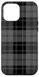 iPhone 14 Pro Max Black & Grey Tartan Plaid Pattern Case