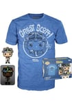 Funko Pop! & Tee: BTTF - Doc With Helmet With Helmet - Medium - Back to the Future - T-Shirt - Clothes With Collectable Vinyl Figure - Gift Idea - Toys and Short Sleeve Top for Adults Unisex Men