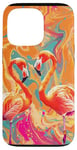 Coque pour iPhone 13 Pro Flamant rose orange - Motif tropical rose