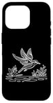 Coque pour iPhone 16 Pro Line Art Oiseau et ornithologue Bleu sarcelle à ailes bleues