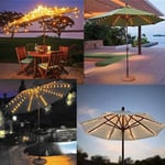 Solar Patio Umbrella String Lights Outdoor Parasol Light Strip D White