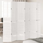 vidaXL Room Divider 6 Panels White Solid Wood Paulownia