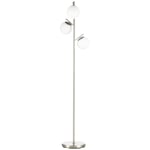 Golvlampa 40W golvlampa med E27 sockel & 3 glasskärmar, silver + vit, för vardagsrum, 169 cm