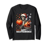 Skeleton Halloween Mery Christmas Happy Hallothanksmas Long Sleeve T-Shirt