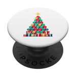 Christmas Tree Joueur de Tennis de Table Ping Pong Raquette PopSockets PopGrip Adhésif