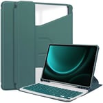 Fodral för Samsung Galaxy Tab S9 FE Plus, med Bluetooth-tangentbord, roterande stativ och surfplattastativ Blackish Green