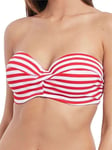 Freya Drift Away Bikini Top 32D Padded Bandeau Twist Multiway Red White 4049