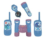 Lexibook, Disney Stitch, Adventurer set for Children, Walkie-Talkies 120m, Binoculars, Compass, Torchlight, Blue/purple, RPTW12D