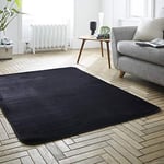 Gaveno Cavailia Tapis de chambre à coucher de luxe super doux et moelleux toucher velours antidérapant brillant pour un séjour et une chambre à coucher confortable, tapis de décoration intérieure naturel, noir, 60 x 110 cm, 100 % polyester