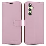 iCatchy for Samsung Galaxy A34 5G Case Leather Wallet Book Flip Folio Stand View Shockproof Cover Pouch for Samsung A34 5G Phone (Rose Gold)