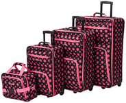 Rockland Luggage 4 Piece Luggage Set, Black/Pink Dot, One Size