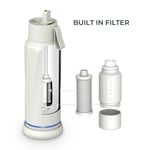 WaterH VITA - Smart vattenflaska inklusive PureSip-filter och 4 sugrör - LED-belysning - Rostfritt stål - Vridbart lock - 530 ml - Vit