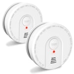 fire alarms for home Smoke Detectors with Enhanced 10 years Photoelectric Sensor,optical smoke alarm for home with 5 Year Battery Operated for office 2pack