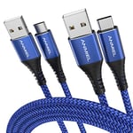 USB C Cable (2Pack 3M) Type C Cable Fast Charger USB-C Charging Cable Compatible with Samsung Galaxy S10 /S9+ /S9 /S8 /S8+,Note 9/8,Huawei P30 /P20 /Mate20 /P10,OnePlus (blue)