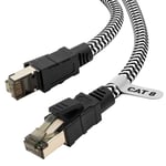 Ethernet Cable, Cat 8 Internet cable,10M Nylon Weaving Lan Cable,40Gbps 2000MHz High Speed Network Cable,S/FTP Copper Wires Shielded and Nickel Plated Rj45 Connector for Ps5/Laptop/Router/Game/Modem