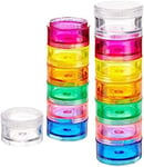 2 Pack Rainbow 7 päivän pinottava pillerikotelo, Tower Box lääkesuunnittelija Pieni kotelo (Seven Day Weekly Travel Container) Lääke, vitamiini