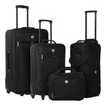 Travelers Club Genova 4-Piece Softside Upright Luggage Set, Black