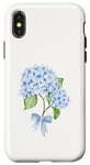 Coque pour iPhone X/XS Bleu Hortensias Bleu Bow Cottagecore Esthétique