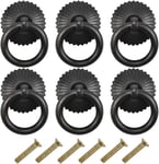 6 pcs Poignee de Meuble Vintage,Tiroir Bague Poignée de Traction,Poignées de Tirage Antique,Bouton de Meuble pour Cuisine Armoire Placard Commode Porte (Noir)