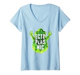 Womens Ghostbusters Ectoplasmic Slimer Fill Big Chest Logo V-Neck T-Shirt