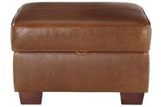 Habitat Salisbury Leather Storage Footstool - Tan