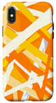 Coque pour iPhone X/XS Orange abstrait géométrique Michigan rayé lignes design