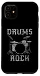 Coque pour iPhone 11 Batterie Rock, batteur fête des pères musicien rock Goth