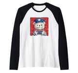 Full Steam Ahead Funny Teddy Bear in Sailor Outfit Raglan Baseball Tee