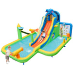 Toboggan Aquatique Gonflable Géant Piscine Éclaboussures Mur Escalade Canons d'Eau Lancer Anneaux Multicolore CW94878