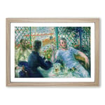 Big Box Art Lunch at The Restaurant Fournaise by Pierre-Auguste Renoir Framed Wall Art Picture Print Ready to Hang, Oak A2 (62 x 45 cm)